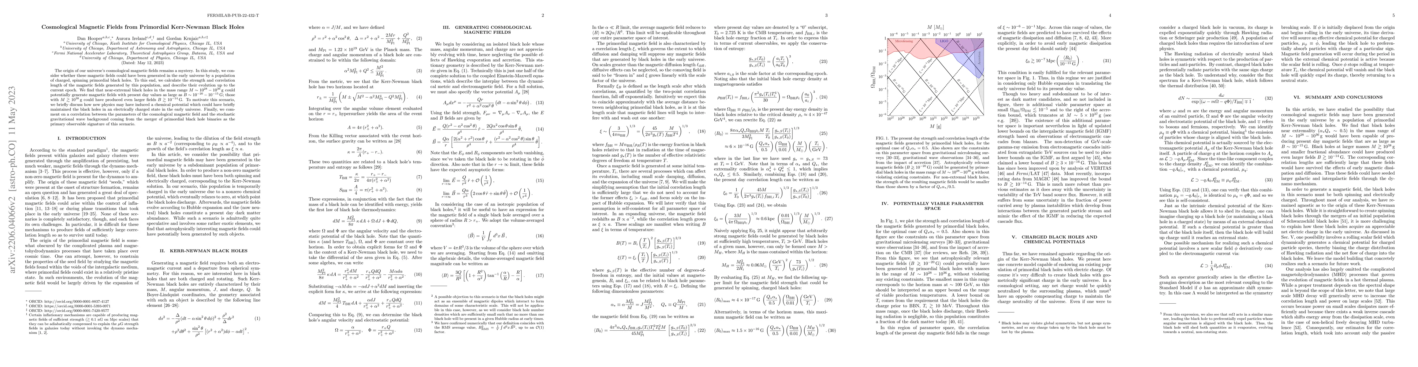 Thumbnail for Cosmological Magnetic Fields from Primordial Kerr-Newman Black Holes