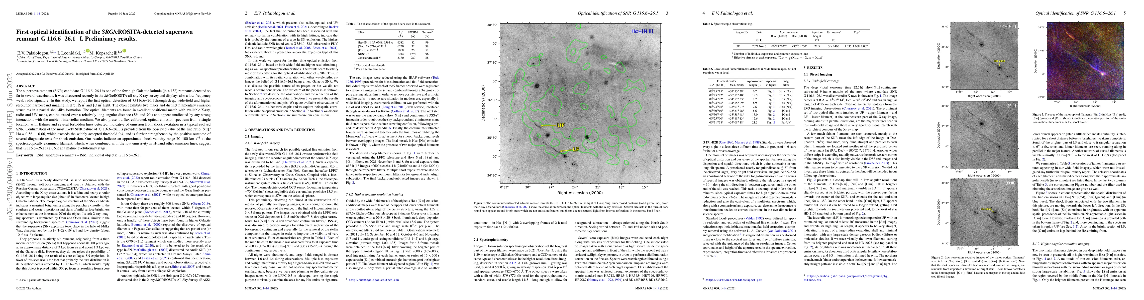 Thumbnail for First optical identification of the SRG/eROSITA-detected supernova
  remnant G 116.6-26.1 I. Preliminary results
