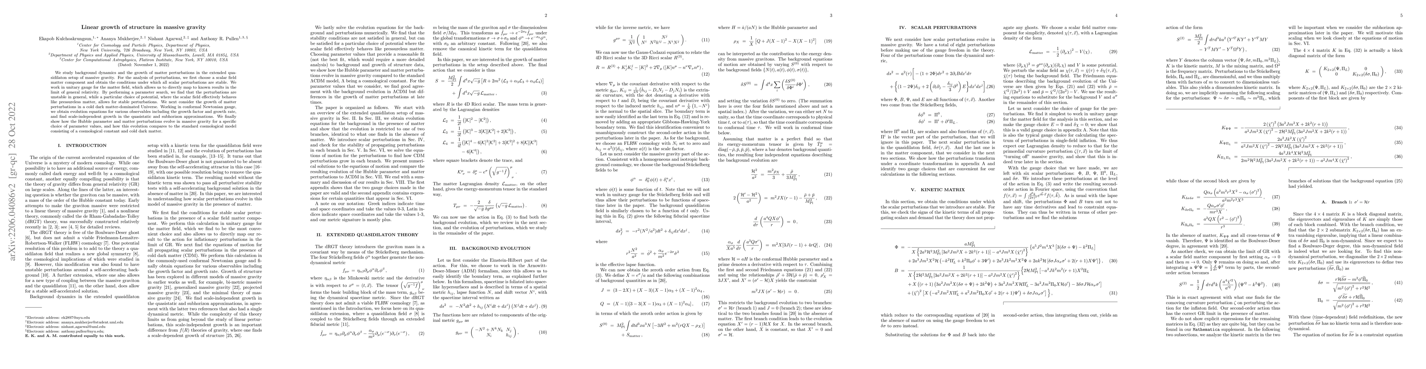 Thumbnail for Linear growth of structure in massive gravity