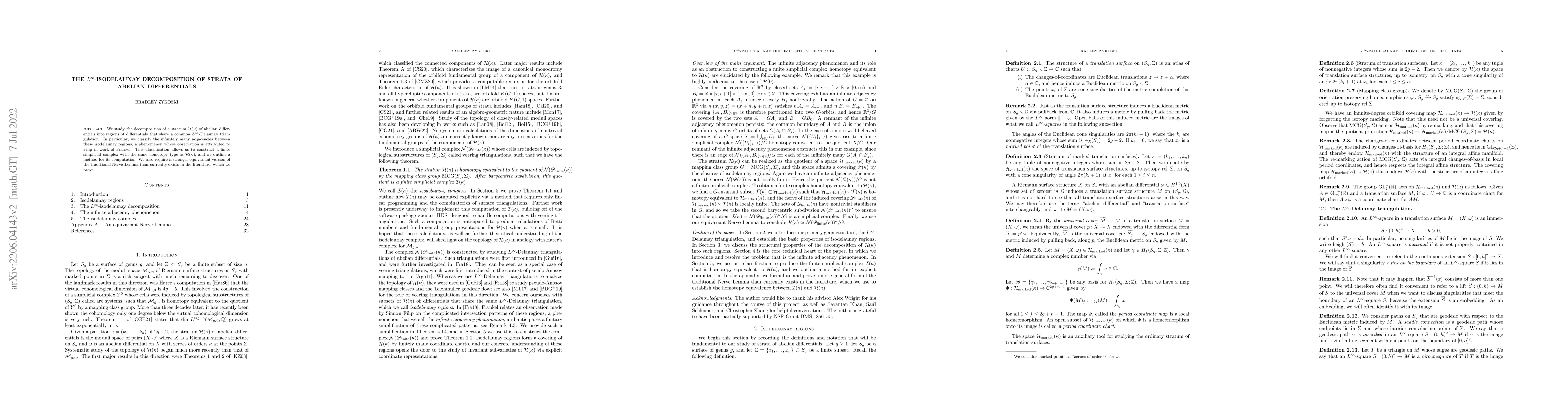 Thumbnail for The $L^\infty$-isodelaunay decomposition of strata of abelian
  differentials