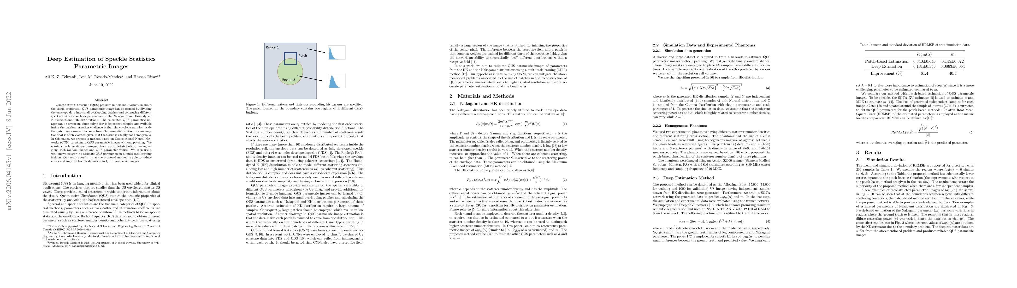 Thumbnail for Deep Estimation of Speckle Statistics Parametric Images