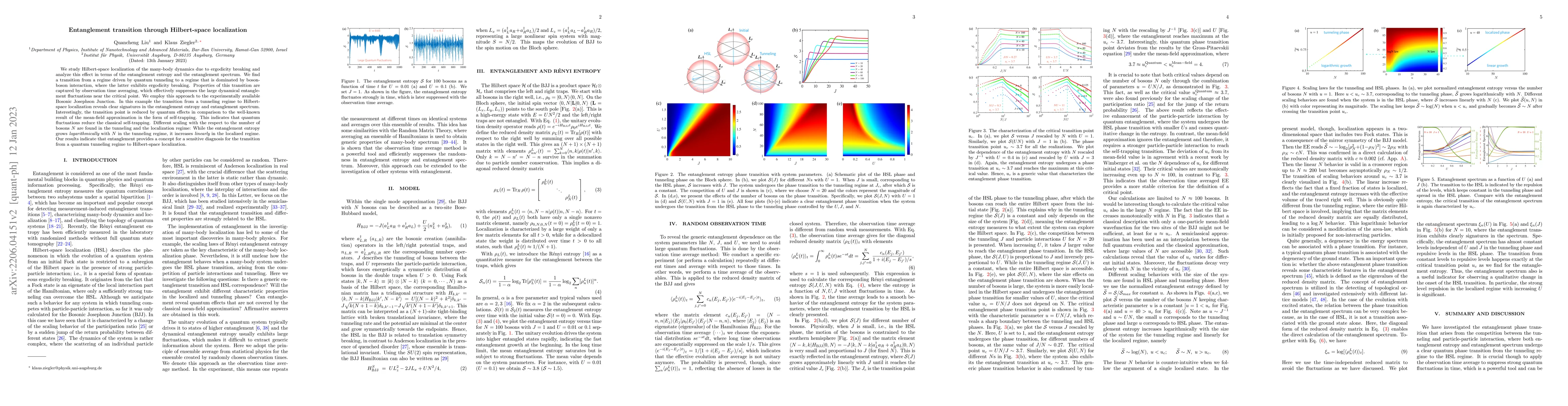 Thumbnail for Entanglement transition through Hilbert-space localization