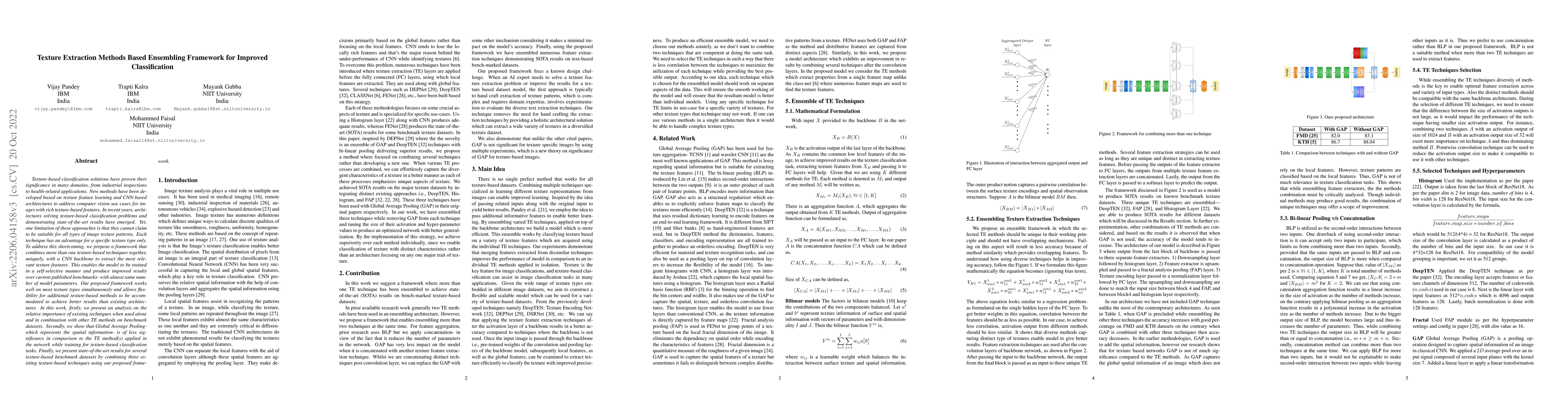 Thumbnail for Texture Extraction Methods Based Ensembling Framework for Improved
  Classification