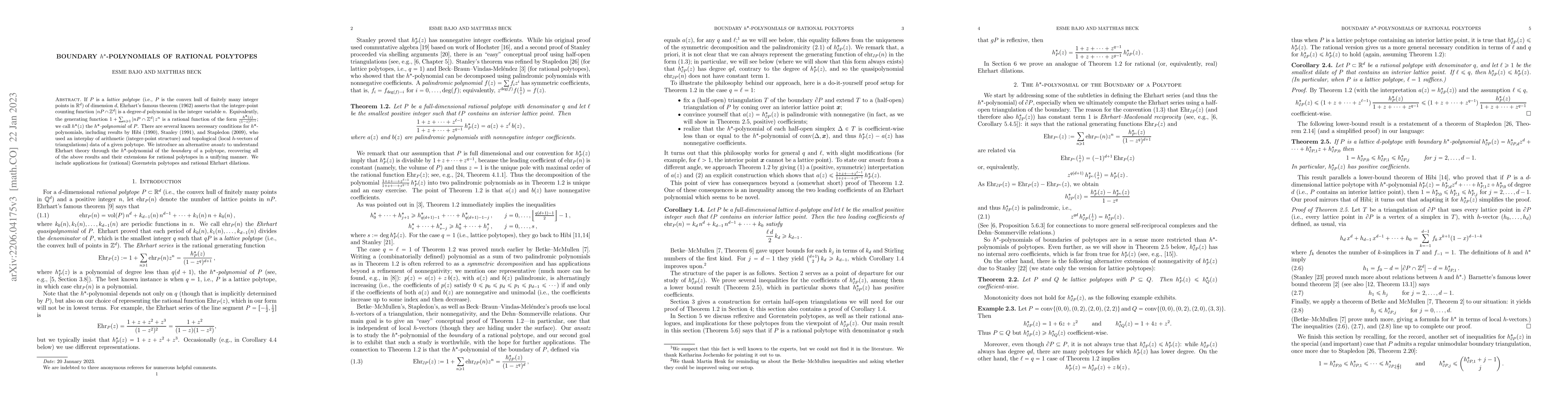 Thumbnail for Boundary $h^\ast$-polynomials of rational polytopes