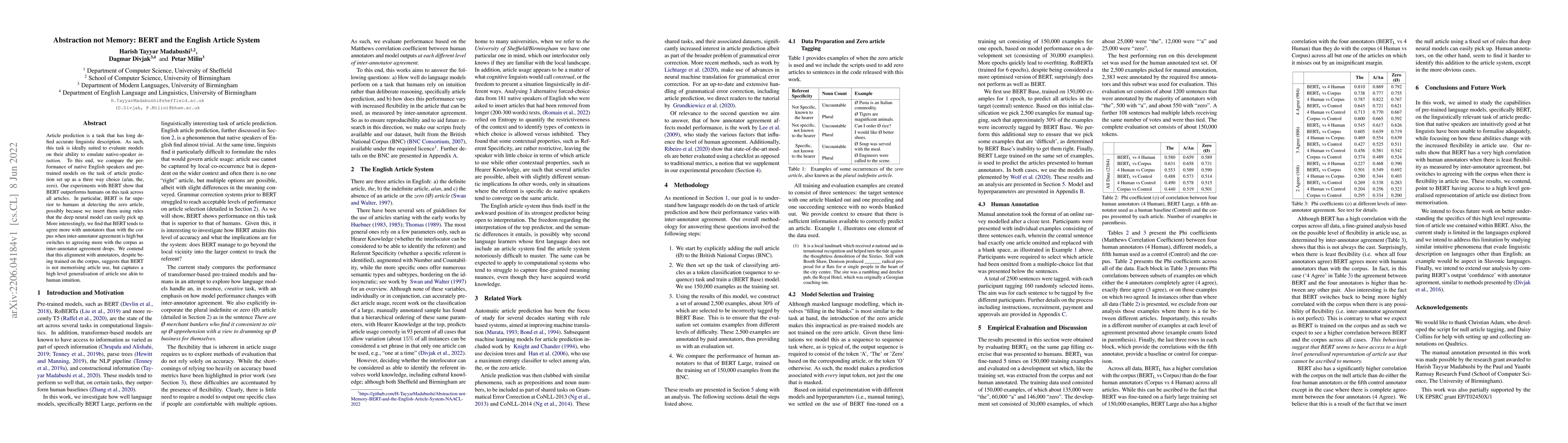 Thumbnail for Abstraction not Memory: BERT and the English Article System