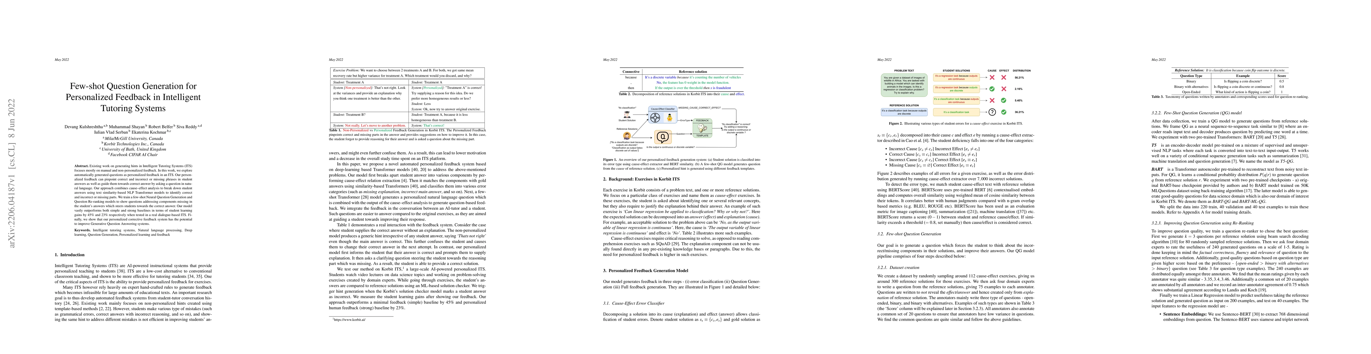 Thumbnail for Few-shot Question Generation for Personalized Feedback in Intelligent
  Tutoring Systems