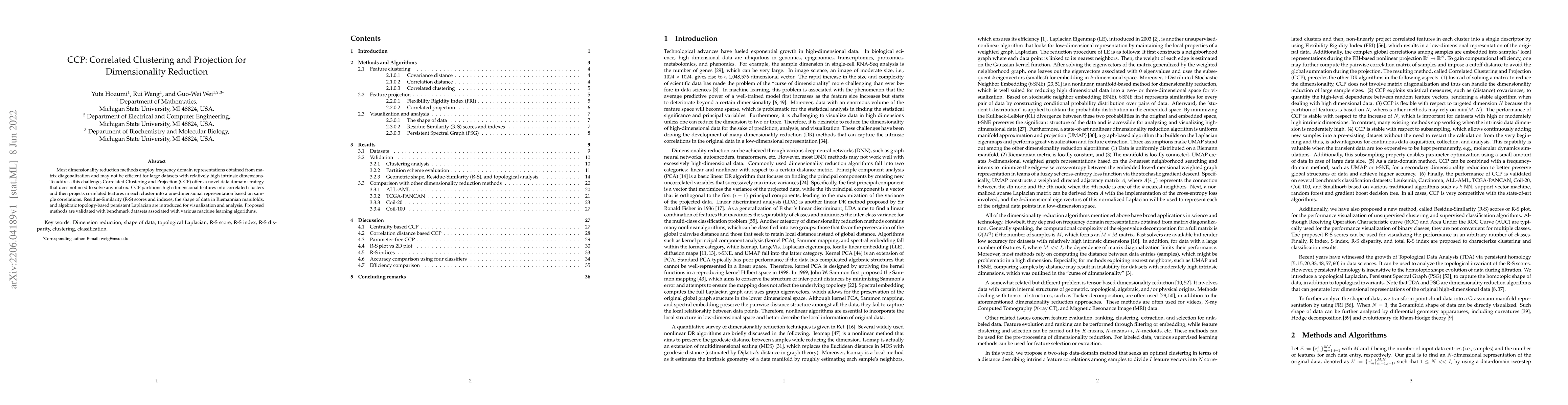 Thumbnail for CCP: Correlated Clustering and Projection for Dimensionality Reduction
