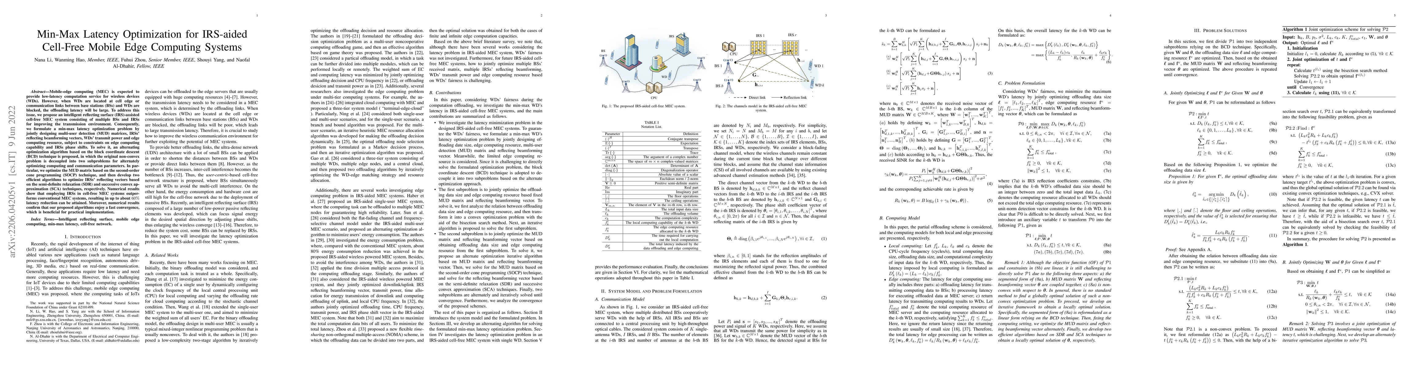 Thumbnail for Min-Max Latency Optimization for IRS-aided Cell-Free Mobile Edge
  Computing Systems
