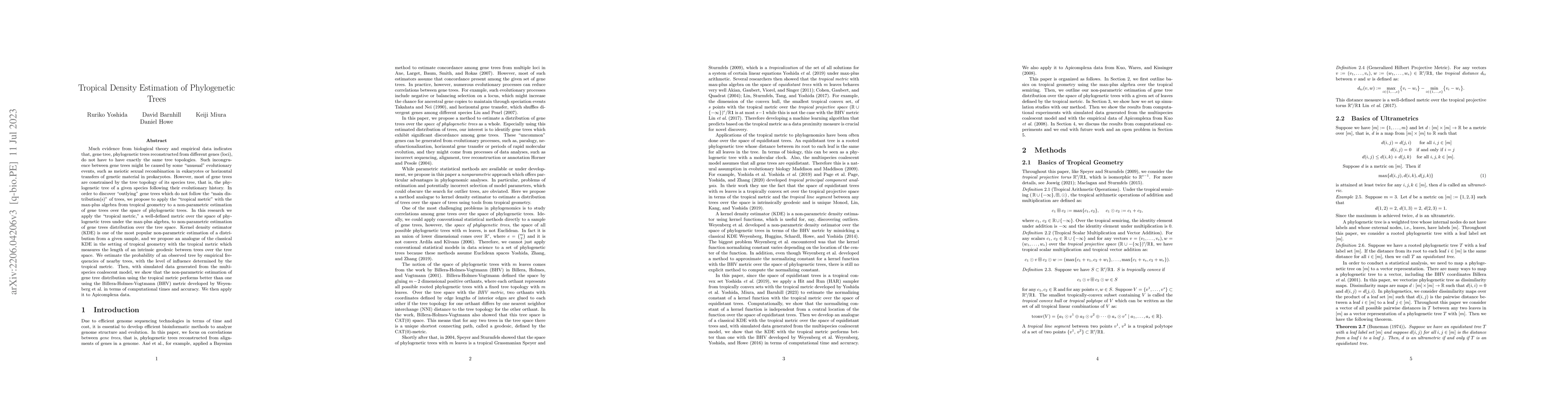 Thumbnail for Tropical Density Estimation of Phylogenetic Trees