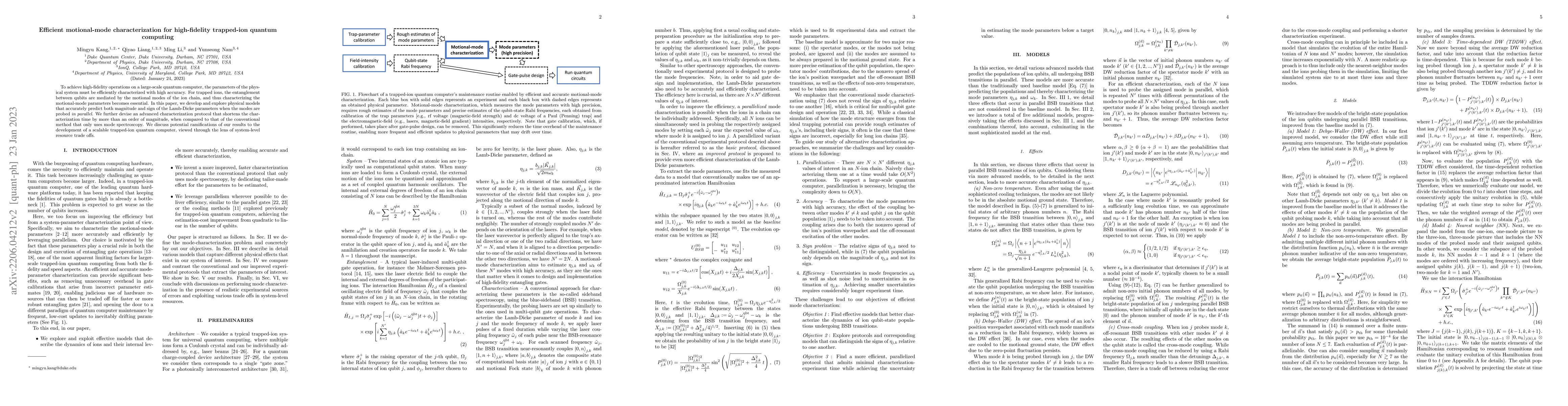 Thumbnail for Efficient motional-mode characterization for high-fidelity trapped-ion
  quantum computing
