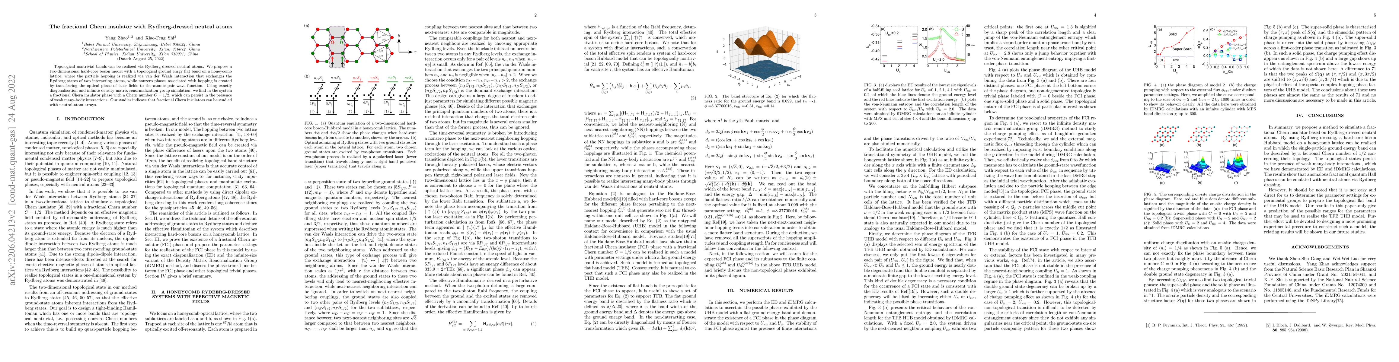 Thumbnail for The fractional Chern insulator with Rydberg-dressed neutral atoms