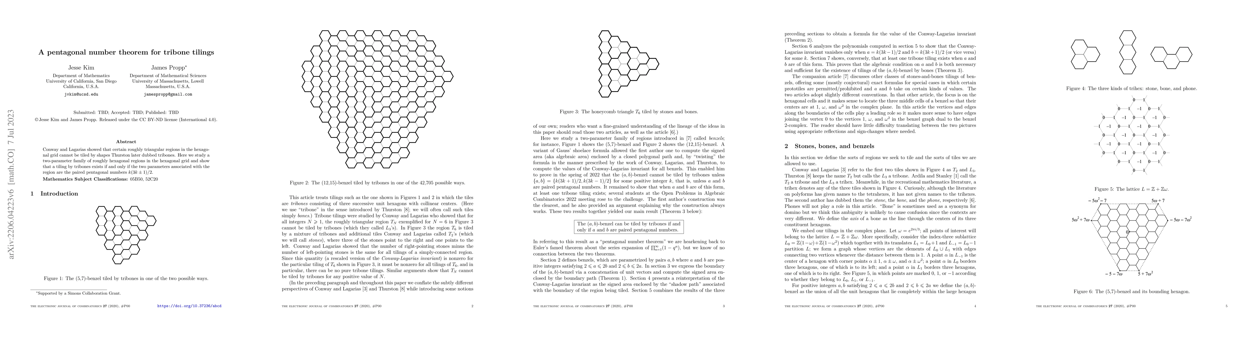 Thumbnail for A pentagonal number theorem for tribone tilings