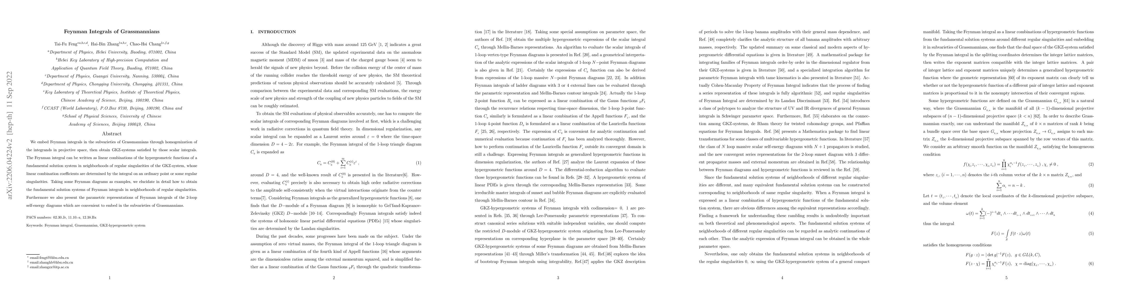Thumbnail for Feynman Integrals of Grassmannians