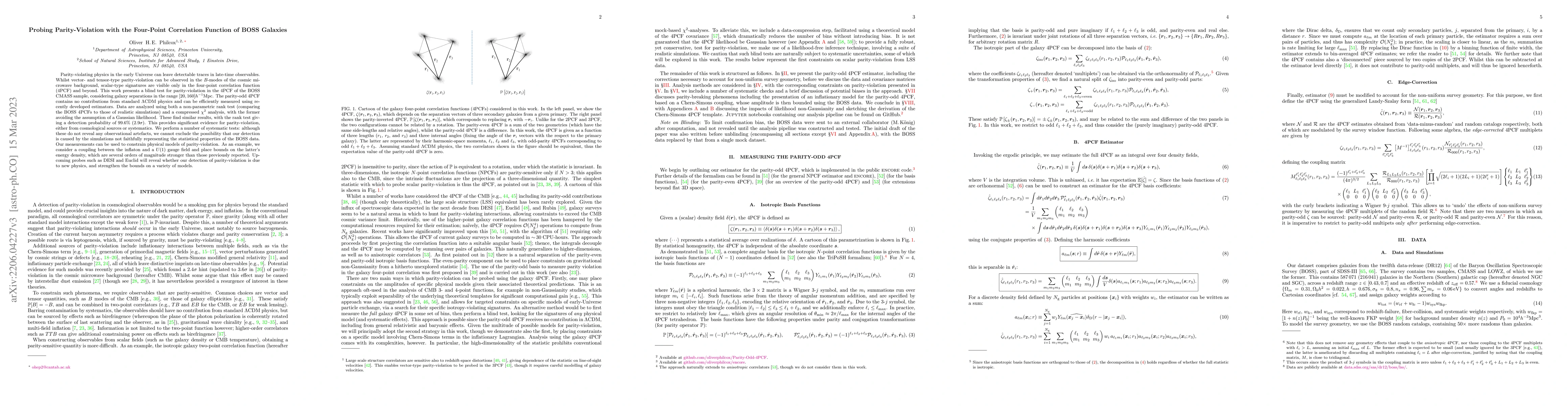 Thumbnail for Probing Parity-Violation with the Four-Point Correlation Function of
  BOSS Galaxies