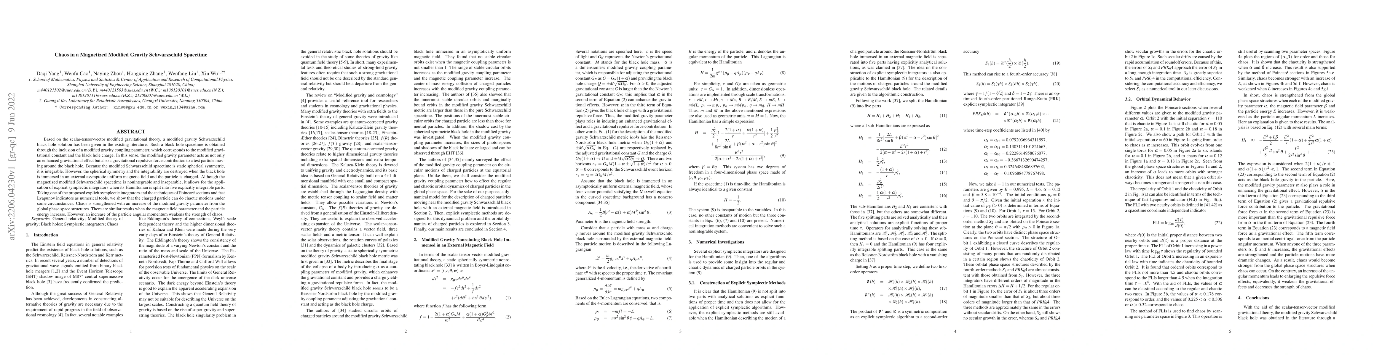 Thumbnail for Chaos in a Magnetized Modified Gravity Schwarzschild Spacetime