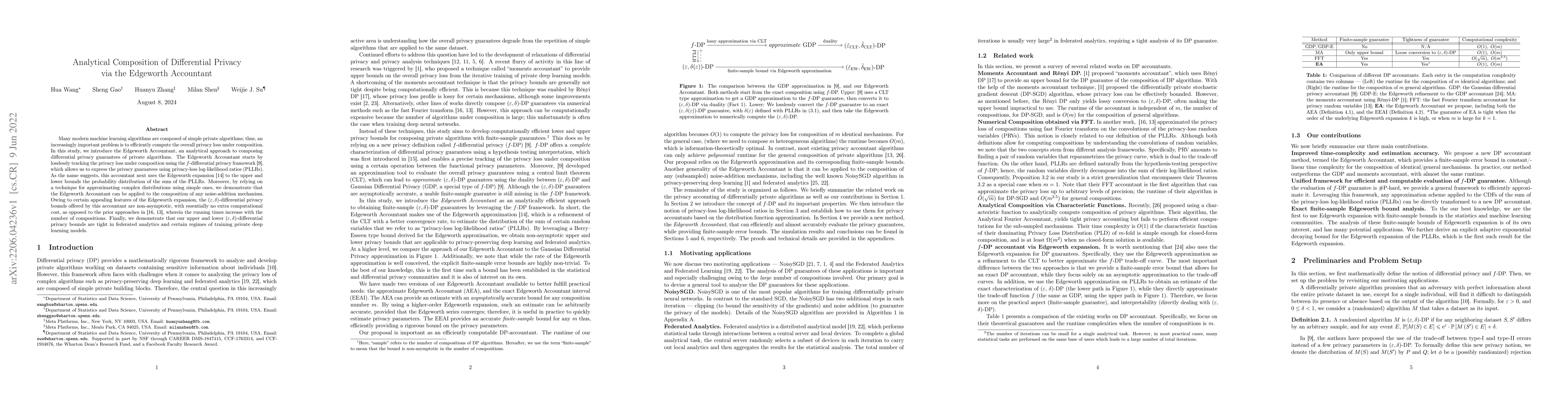 Thumbnail for Analytical Composition of Differential Privacy via the Edgeworth
  Accountant