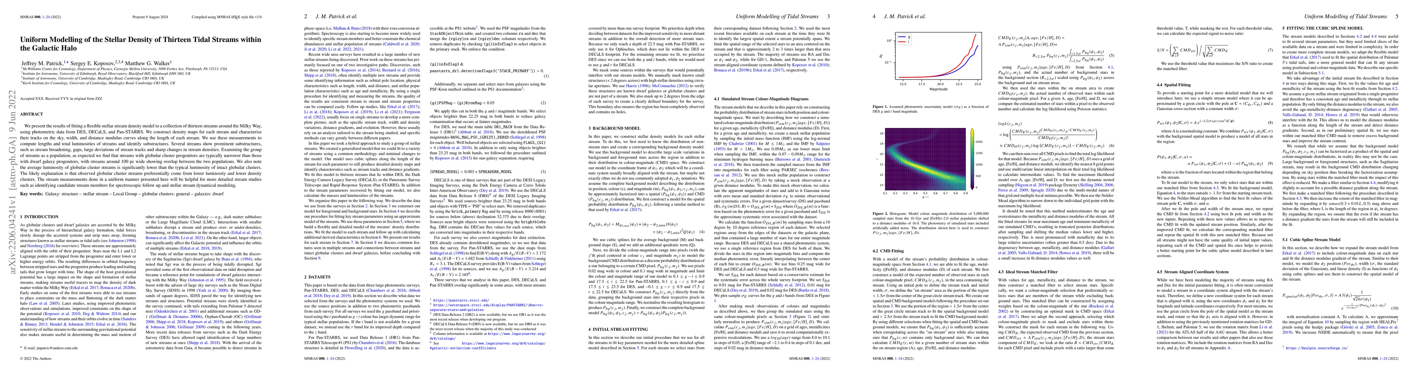 Thumbnail for Uniform Modelling of the Stellar Density of Thirteen Tidal Streams
  within the Galactic Halo