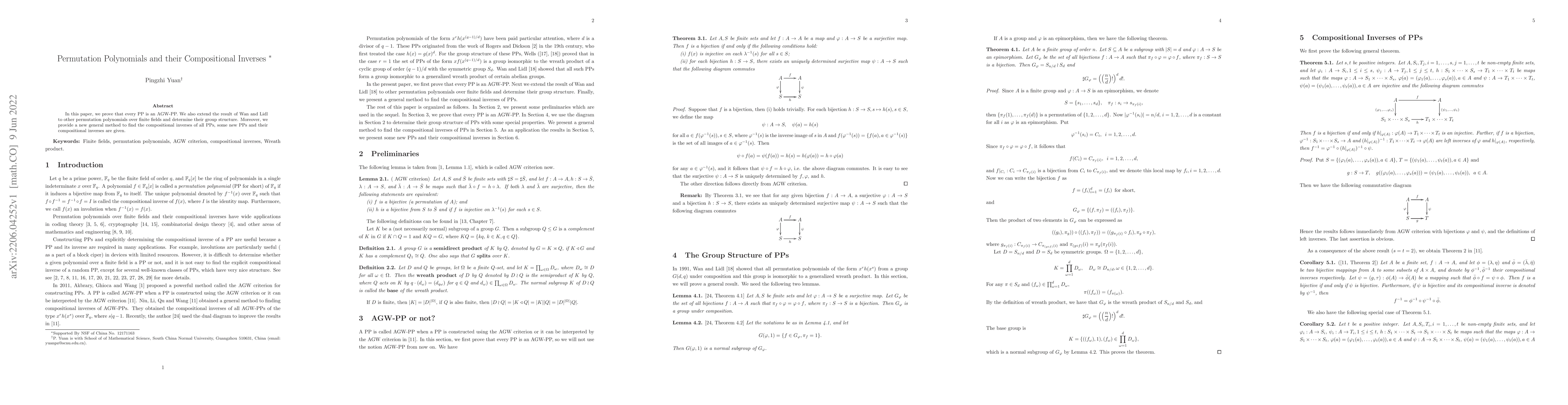 Thumbnail for Permutation Polynomials and their Compositional Inverses