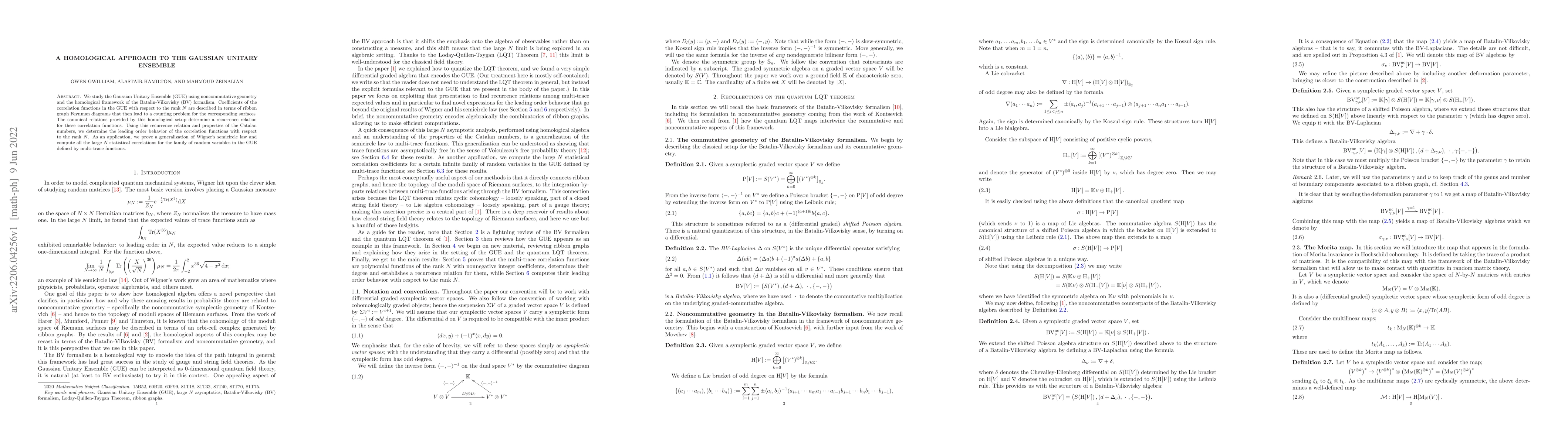 Thumbnail for A homological approach to the Gaussian Unitary Ensemble