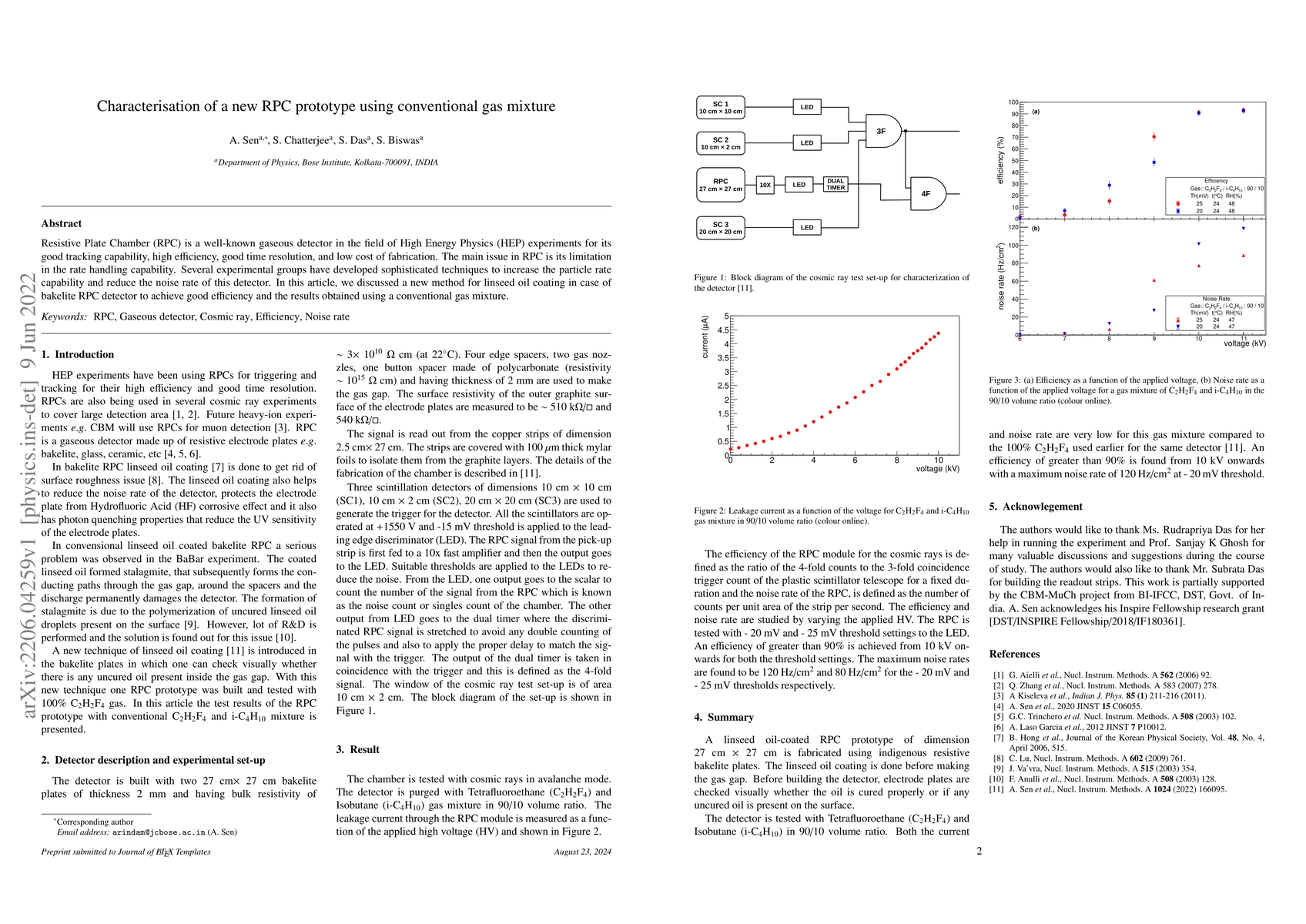 Thumbnail for Characterisation of a new RPC prototype using conventional gas mixture