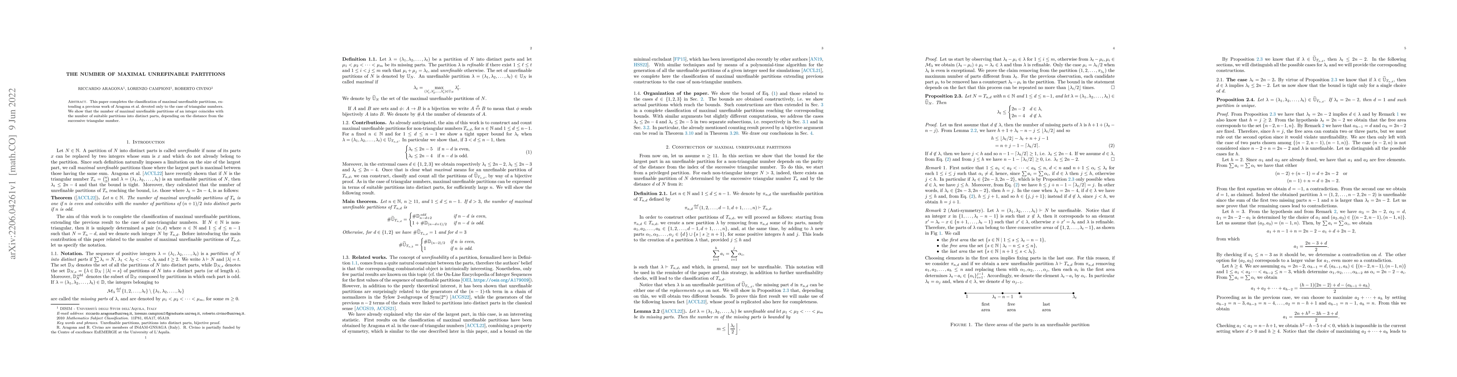 Thumbnail for The number of maximal unrefinable partitions