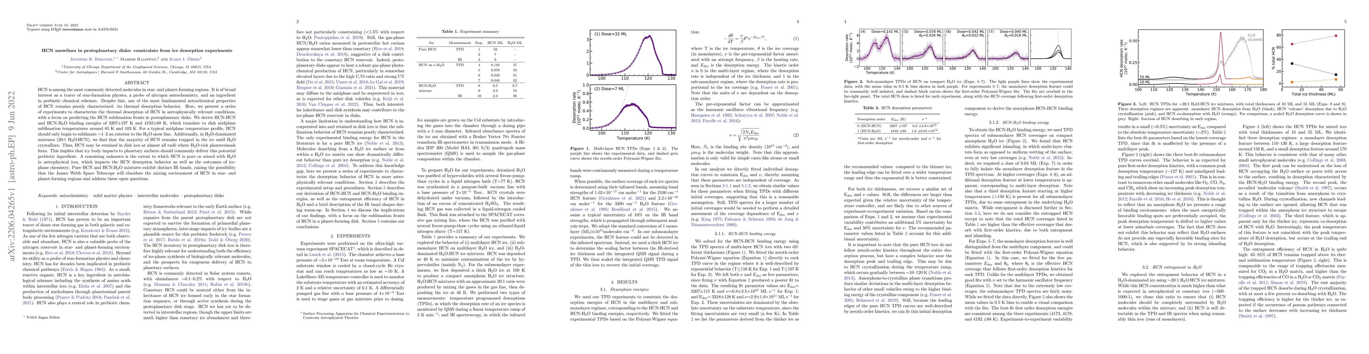 Thumbnail for HCN snowlines in protoplanetary disks: constraints from ice desorption
  experiments