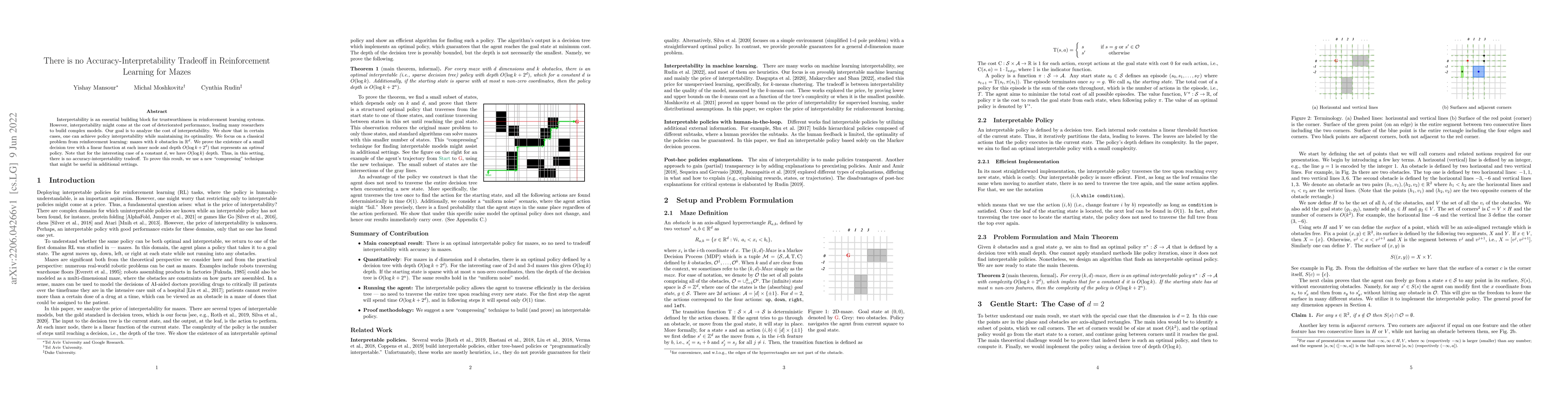 Thumbnail for There is no Accuracy-Interpretability Tradeoff in Reinforcement Learning
  for Mazes