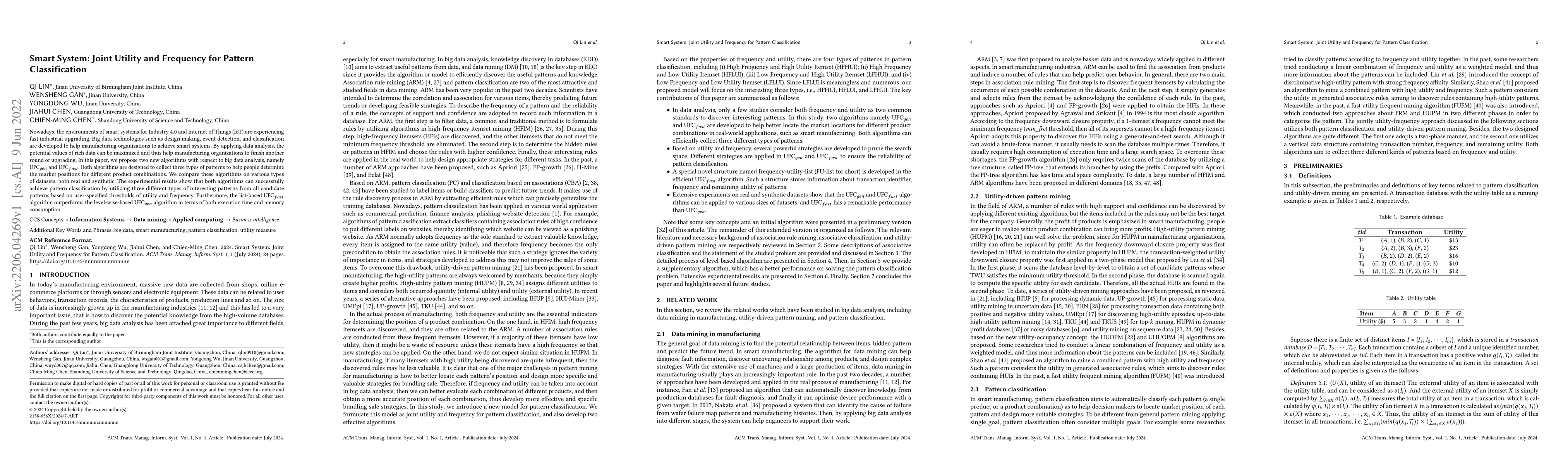 Thumbnail for Smart System: Joint Utility and Frequency for Pattern Classification