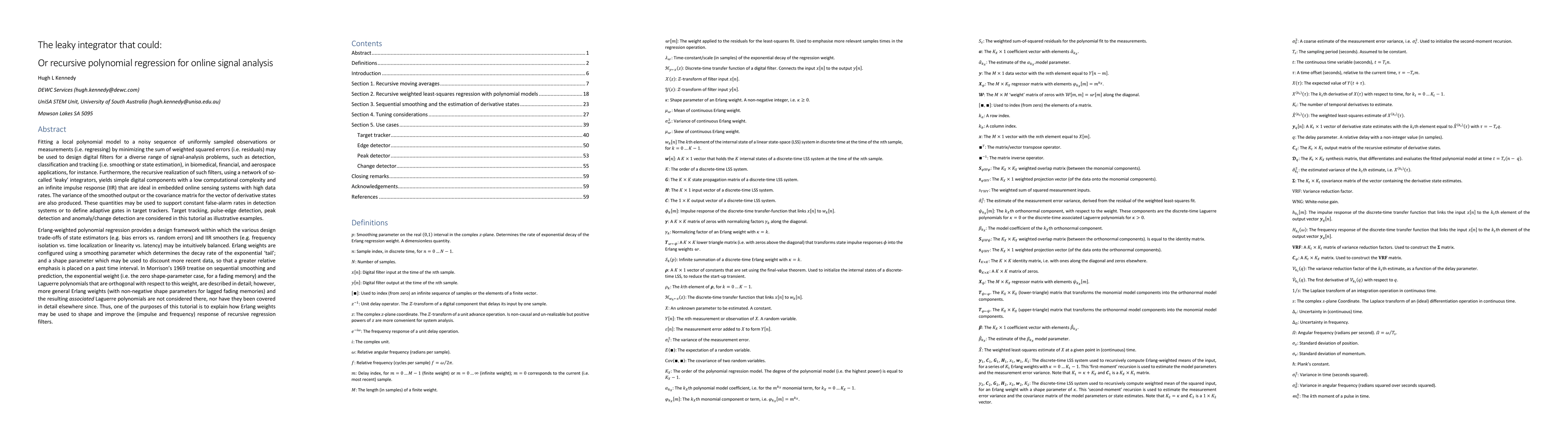 Thumbnail for The leaky integrator that could: Or recursive polynomial regression for
  online signal analysis