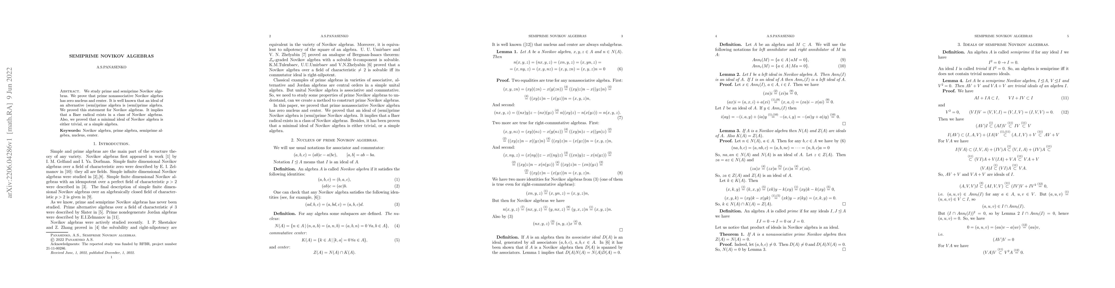 Thumbnail for Semiprime Novikov Algebras