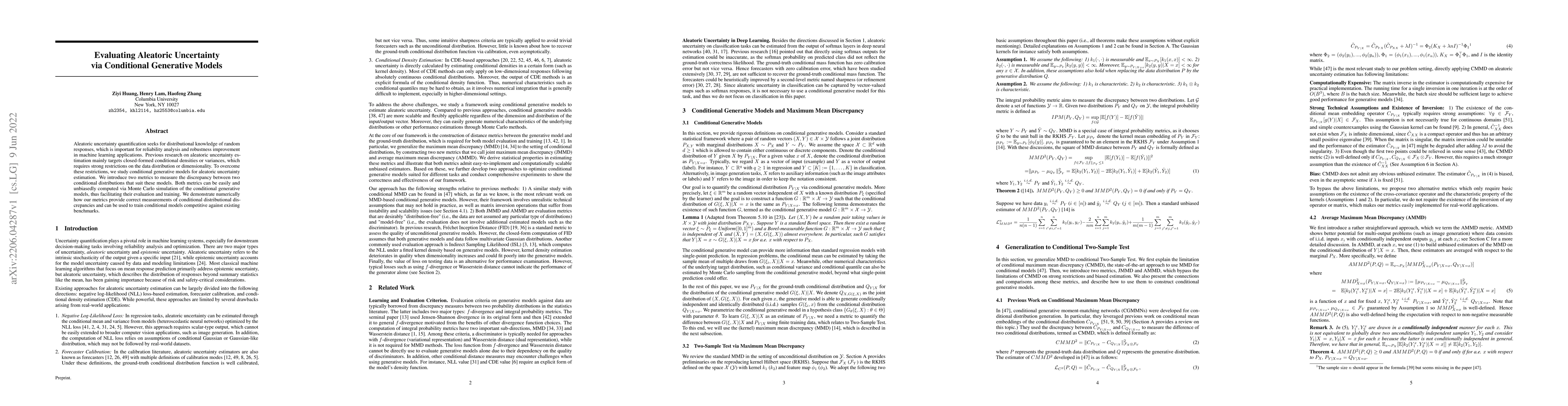 Thumbnail for Evaluating Aleatoric Uncertainty via Conditional Generative Models