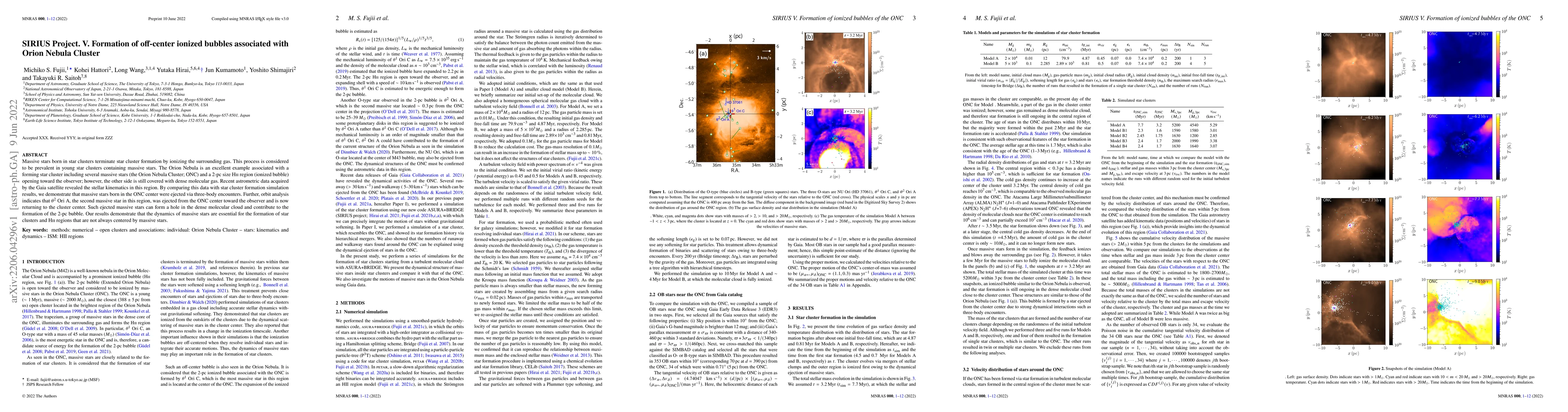 Thumbnail for SIRIUS Project. V. Formation of off-center ionized bubbles associated
  with Orion Nebula Cluster