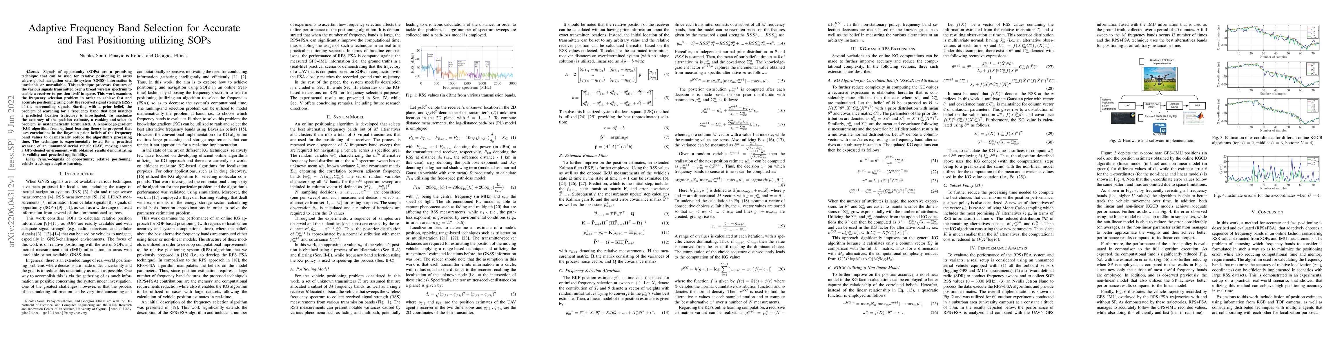Thumbnail for Adaptive Frequency Band Selection for Accurate and Fast Positioning
  utilizing SOPs