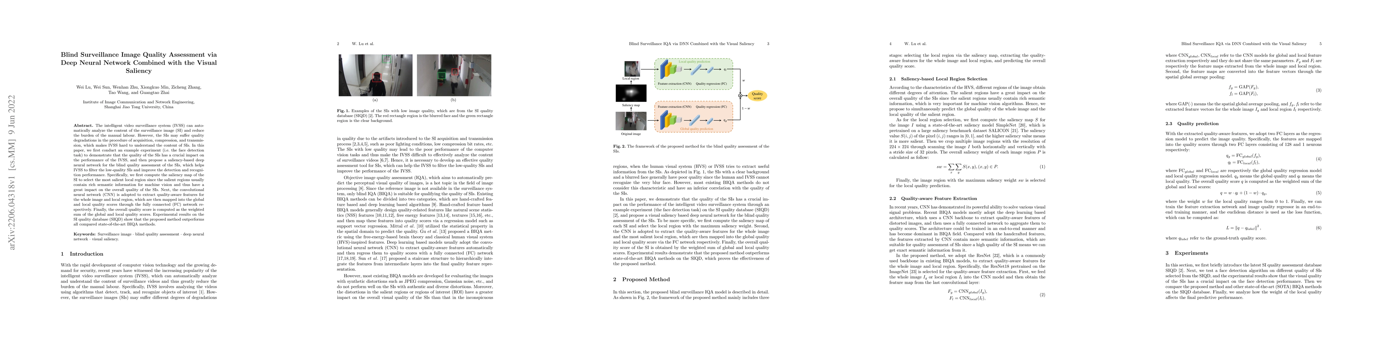 Thumbnail for Blind Surveillance Image Quality Assessment via Deep Neural Network
  Combined with the Visual Saliency