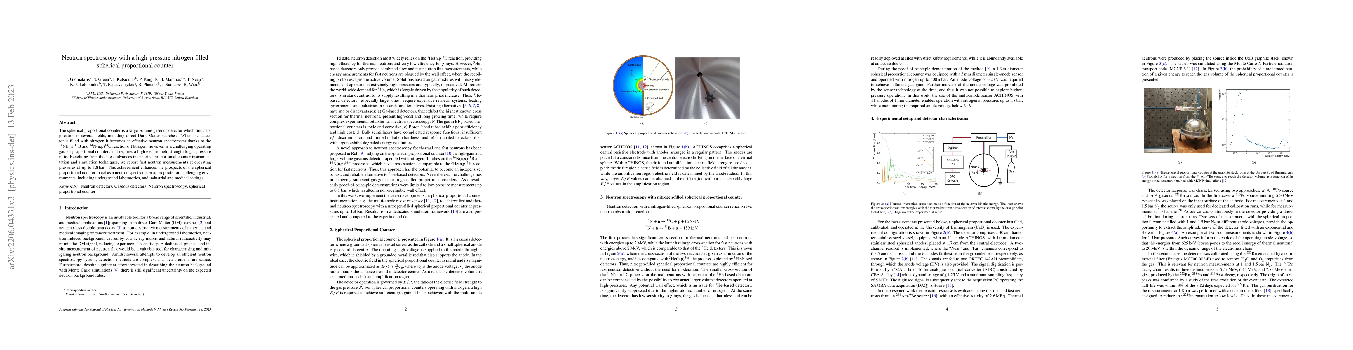 Thumbnail for Neutron spectroscopy with a high-pressure nitrogen-filled spherical
  proportional counter