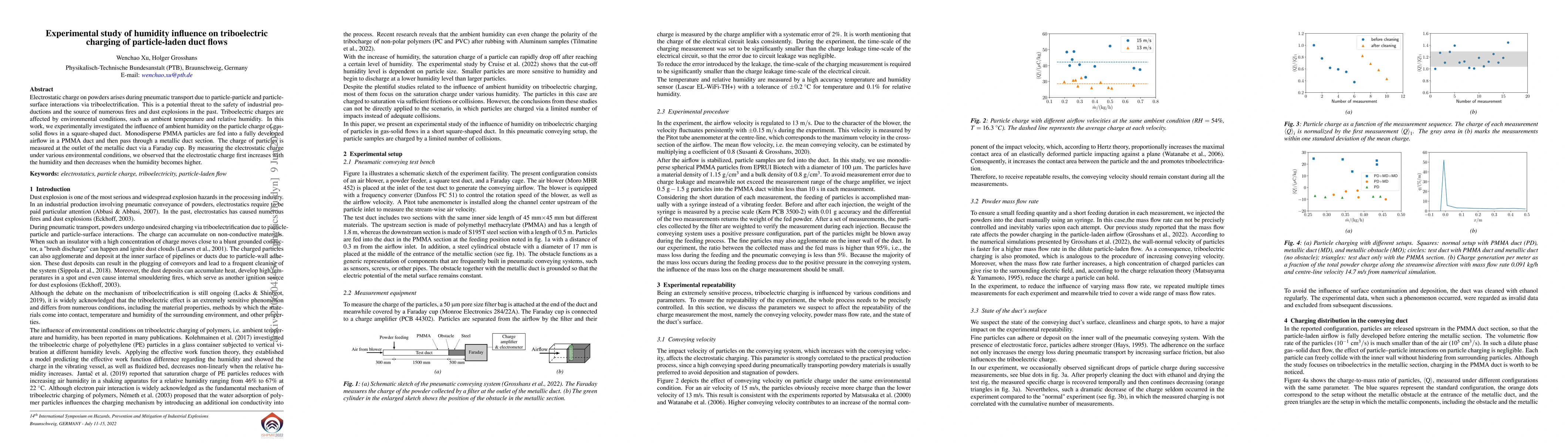 Thumbnail for Experimental study of humidity influence on triboelectric charging of
  particle-laden duct flows