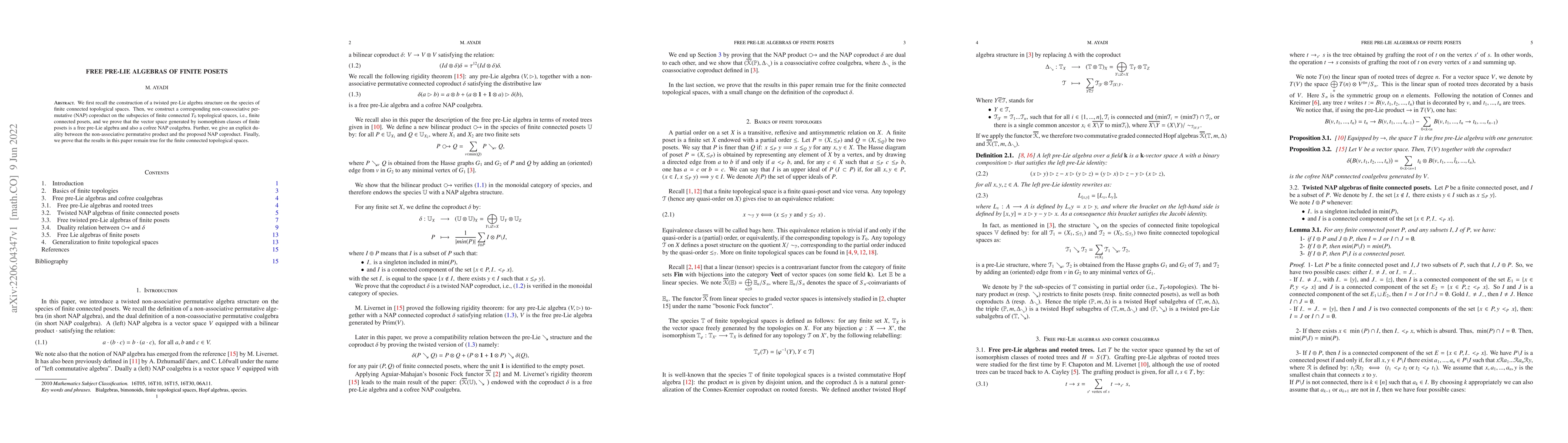 Thumbnail for Free pre-lie algebras of finite posets