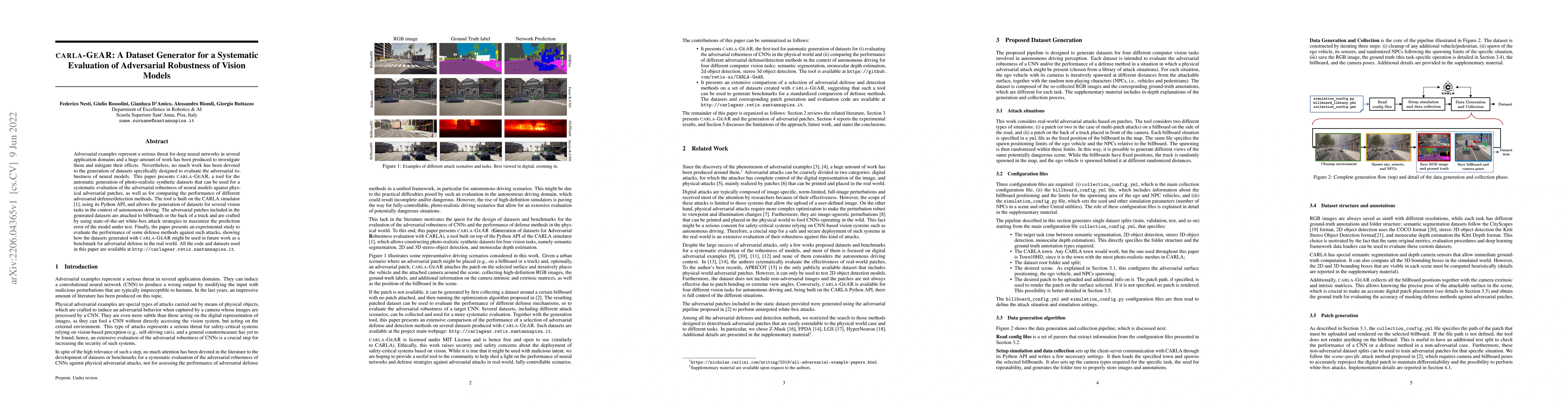 Thumbnail for CARLA-GeAR: a Dataset Generator for a Systematic Evaluation of
  Adversarial Robustness of Vision Models