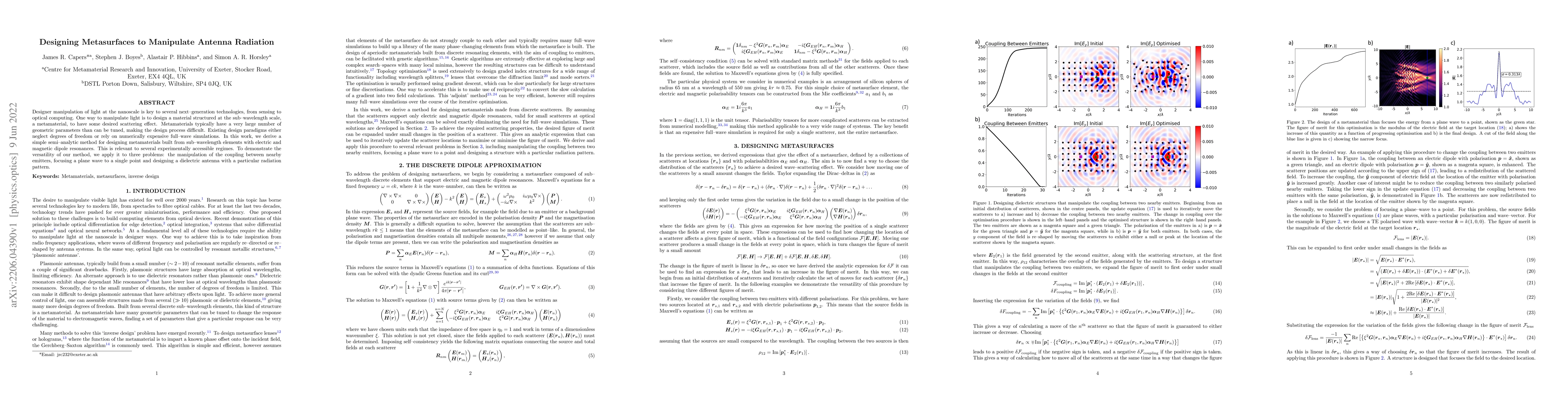 Thumbnail for Designing Metasurfaces to Manipulate Antenna Radiation