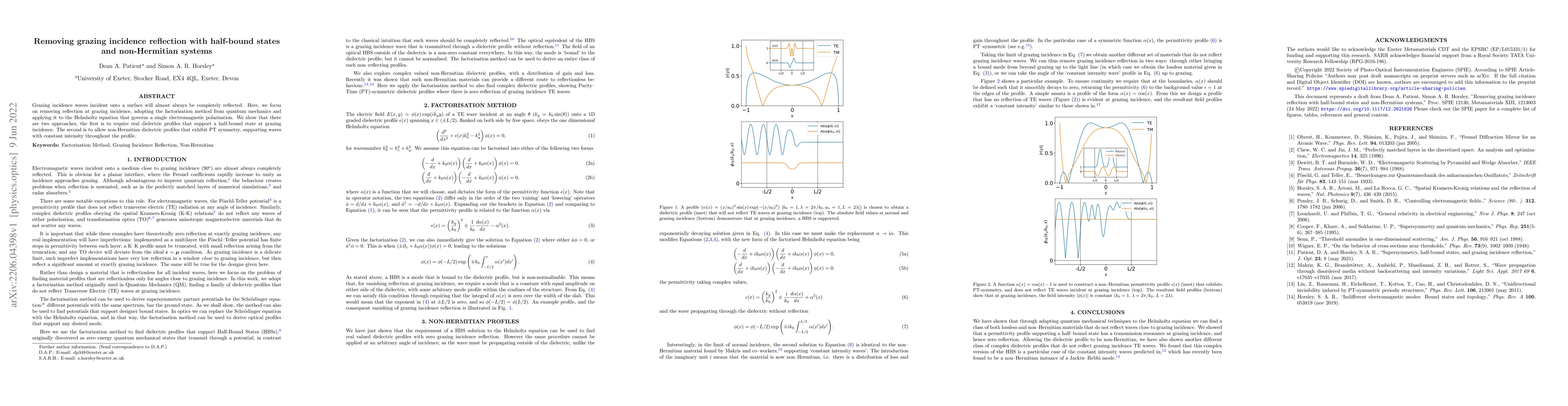 Thumbnail for Removing grazing incidence reflection with half-bound states and
  non-Hermitian systems