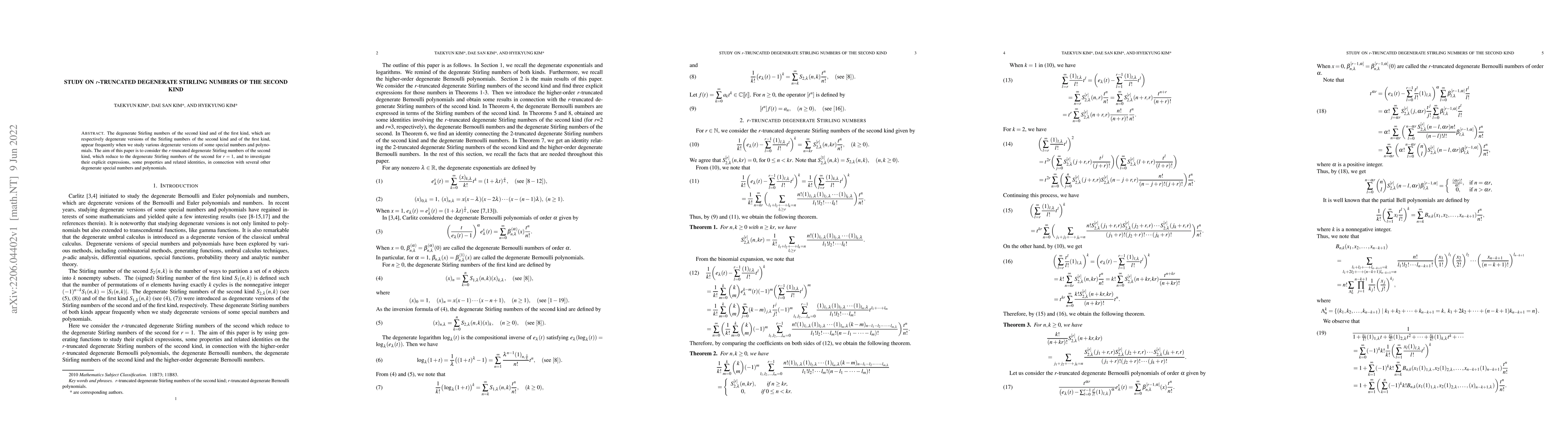 Thumbnail for Study on r-truncated degenerate stirling numbers of the second kind