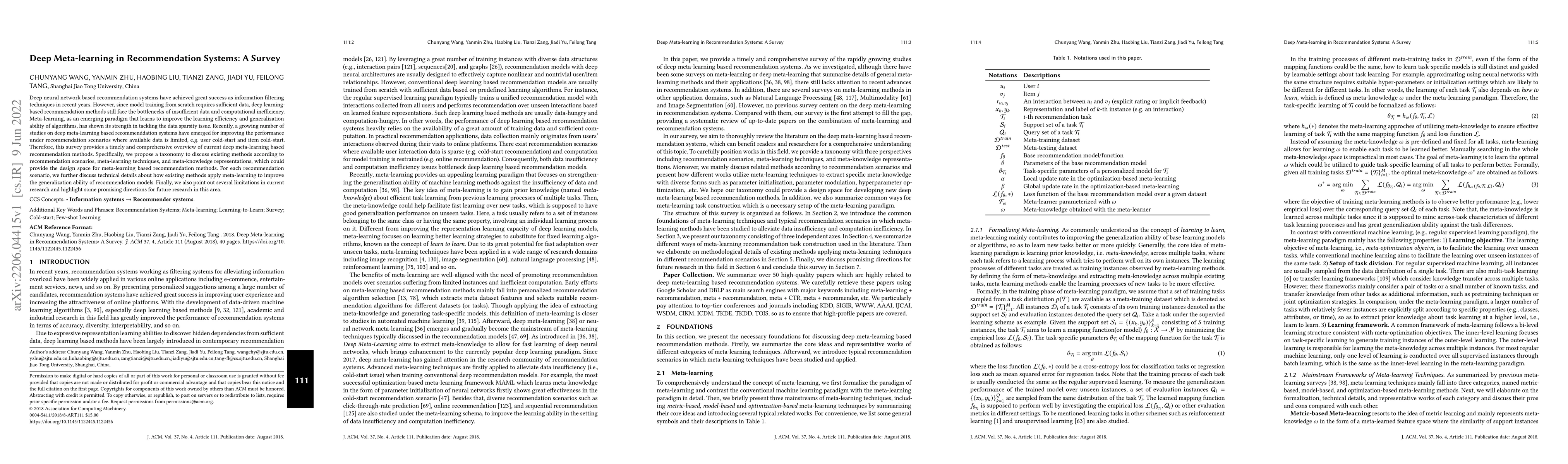 Thumbnail for Deep Meta-learning in Recommendation Systems: A Survey