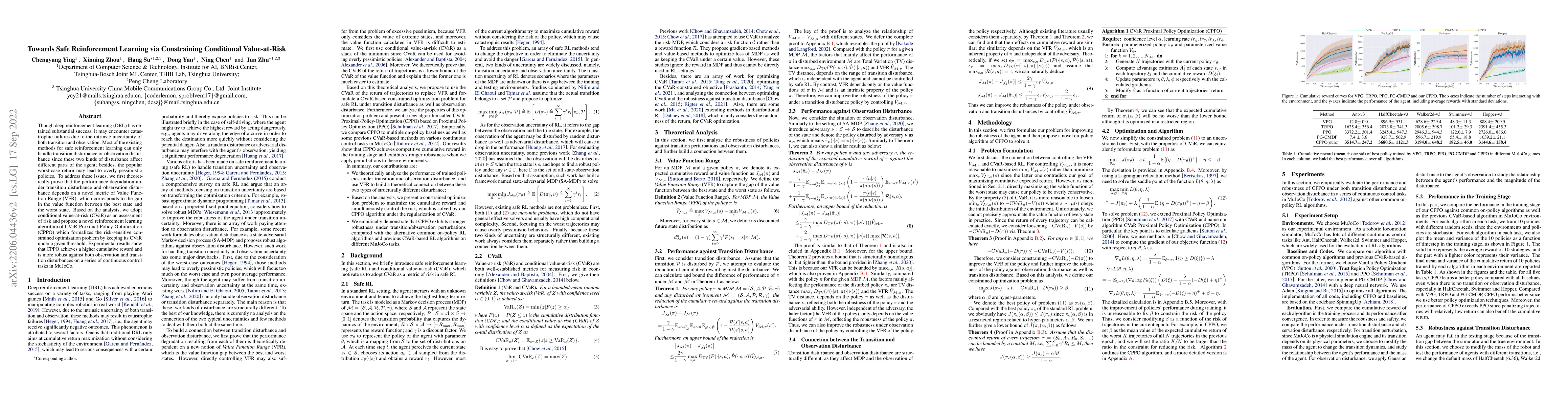 Thumbnail for Towards Safe Reinforcement Learning via Constraining Conditional
  Value-at-Risk
