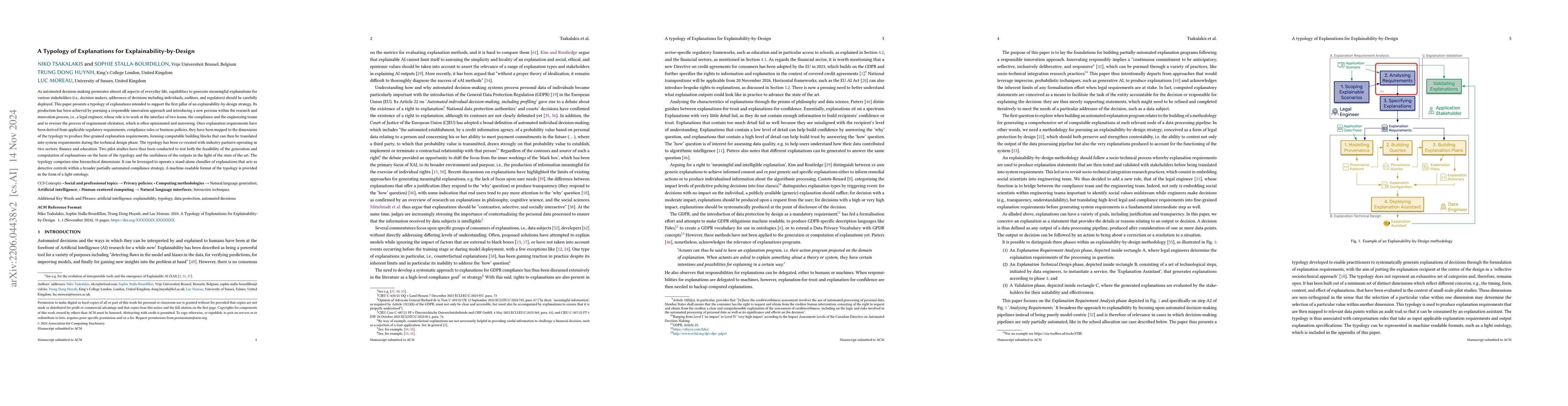 Thumbnail for A taxonomy of explanations to support Explainability-by-Design
