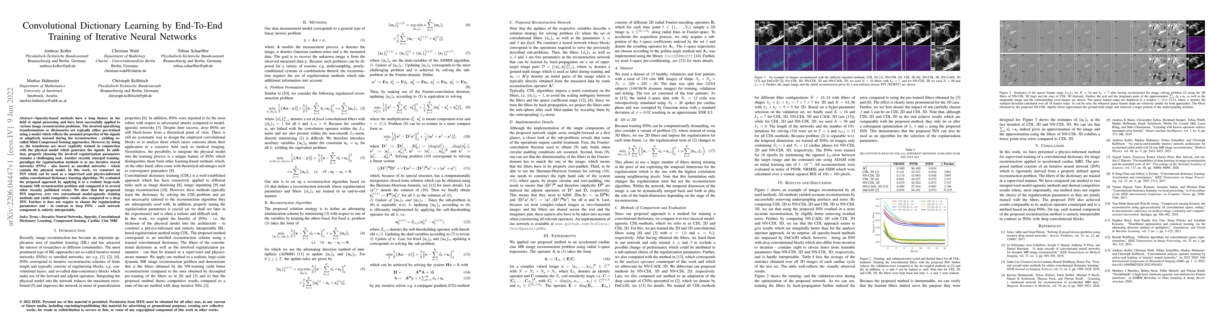 Thumbnail for Convolutional Dictionary Learning by End-To-End Training of Iterative
  Neural Networks