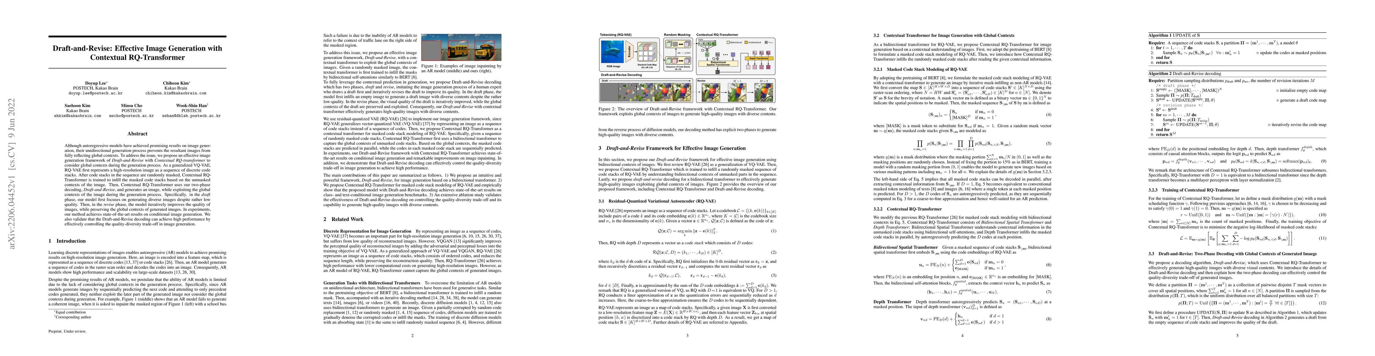 Thumbnail for Draft-and-Revise: Effective Image Generation with Contextual
  RQ-Transformer