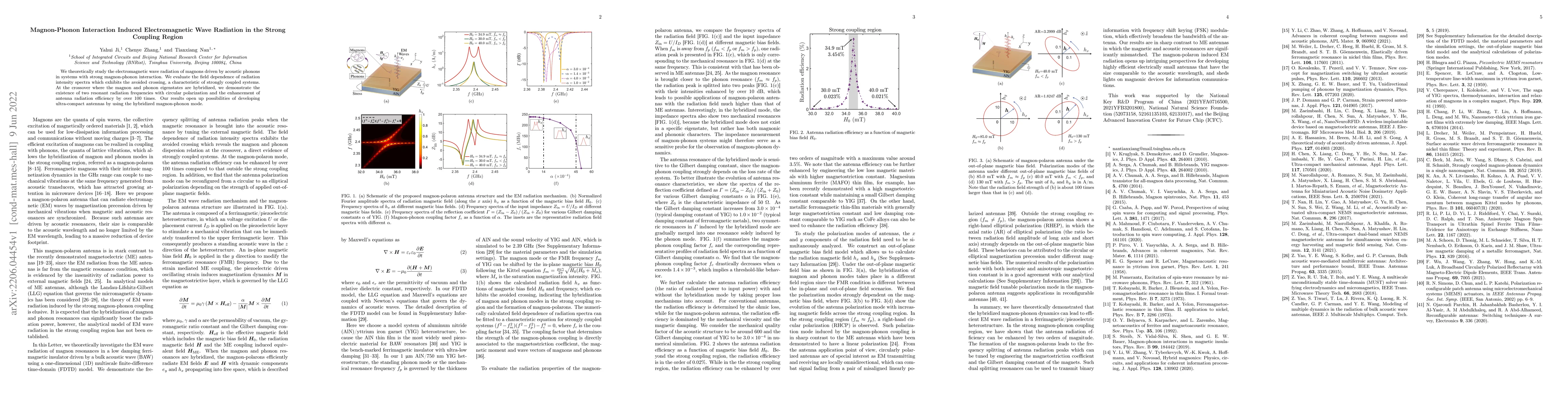 Thumbnail for Magnon-phonon interaction induced electromagnetic wave radiation in the
  strong coupling region