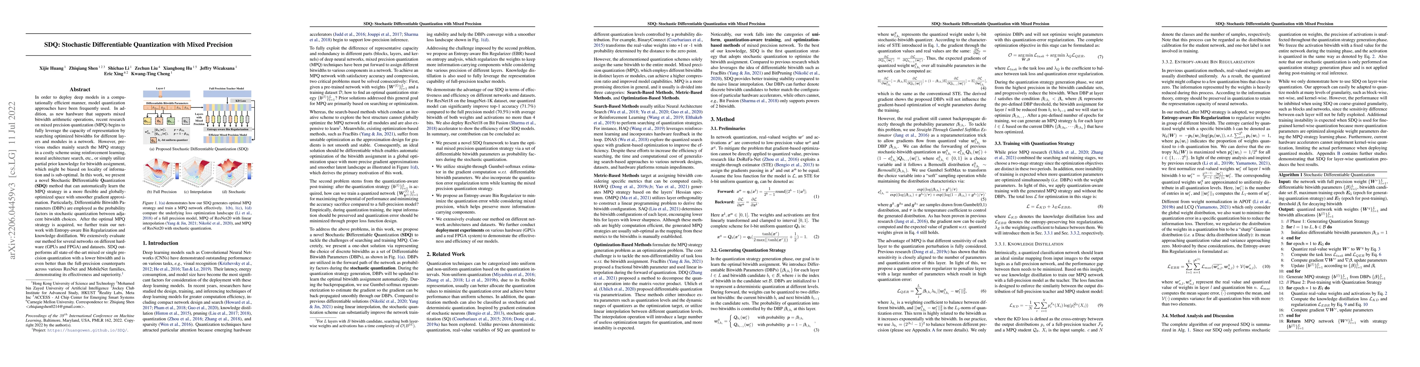 Thumbnail for SDQ: Stochastic Differentiable Quantization with Mixed Precision