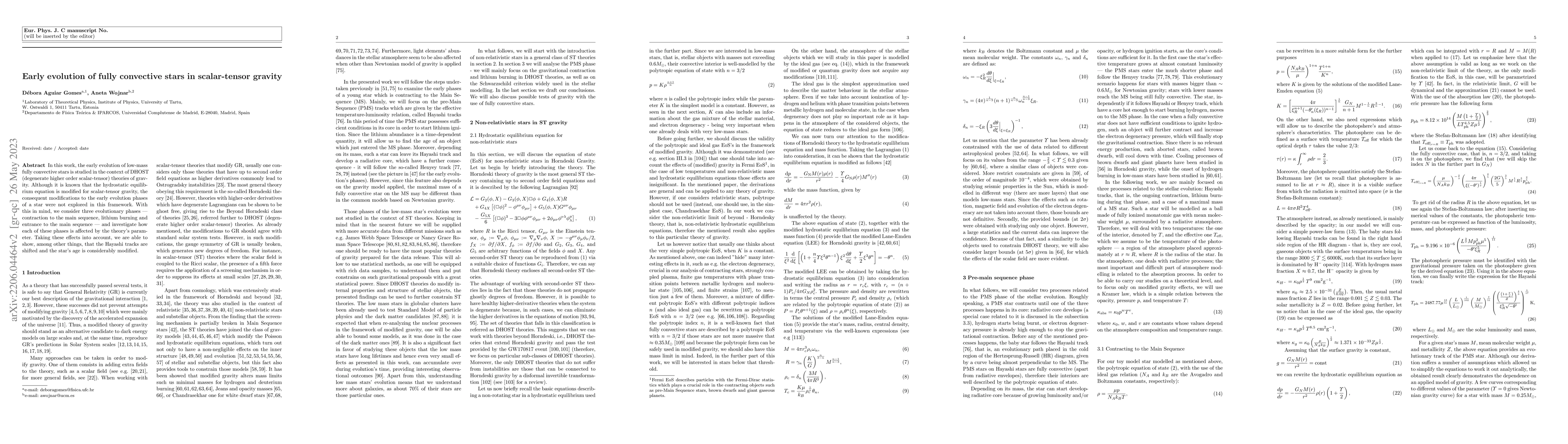 Thumbnail for Early evolution of fully convective stars in scalar-tensor gravity