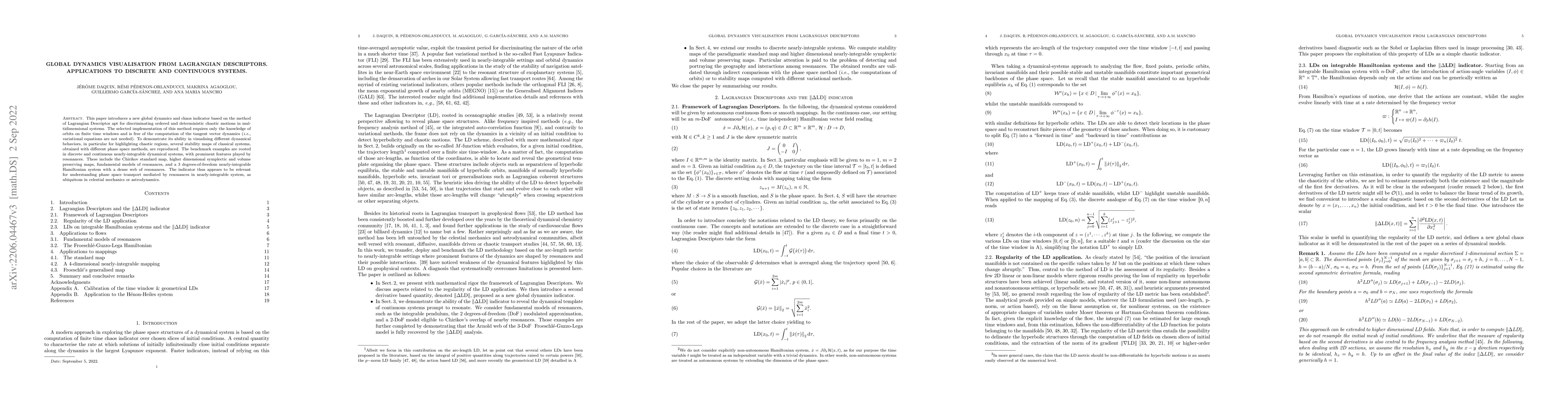 Thumbnail for Global dynamics visualisation from Lagrangian Descriptors. Applications
  to discrete and continuous systems